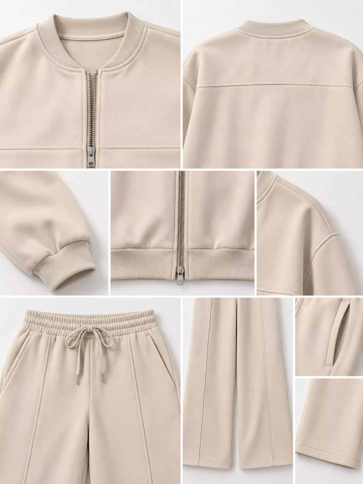 Casual Zip-Up Jacket and Wide-Leg Sweatpants Set