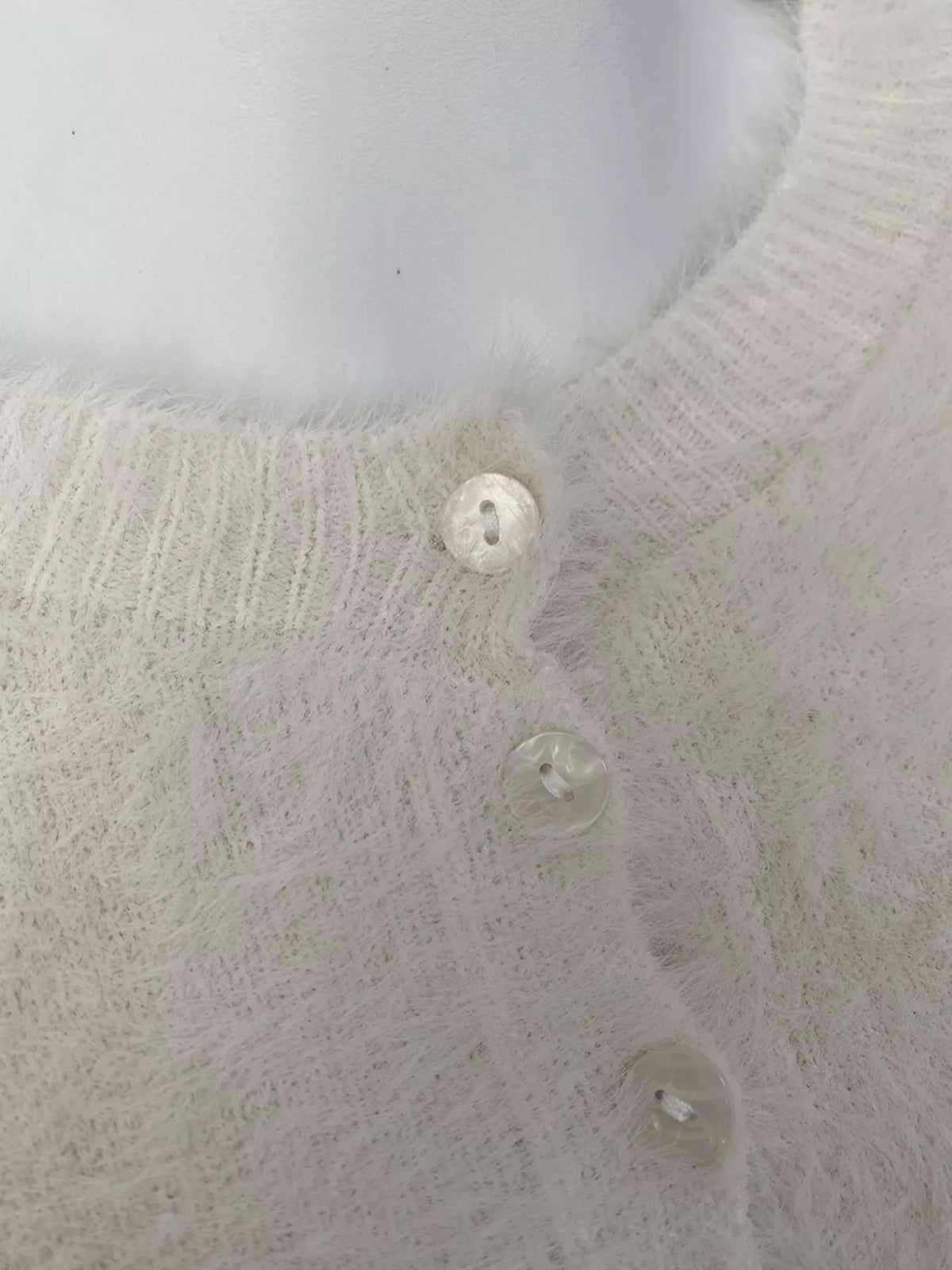 Soft Fuzzy Button-Down Cropped Cardigan