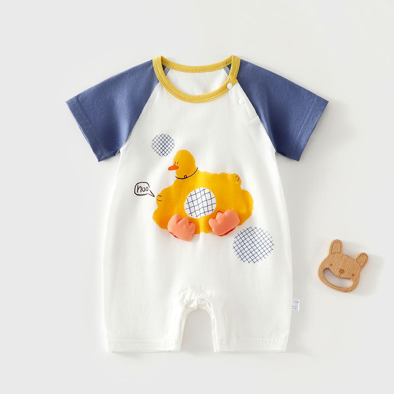 Pure Cotton Baby Short-Sleeve Onesie Seamless Romper Lightweight Air-Conditioning Bodysuit T-Shirt