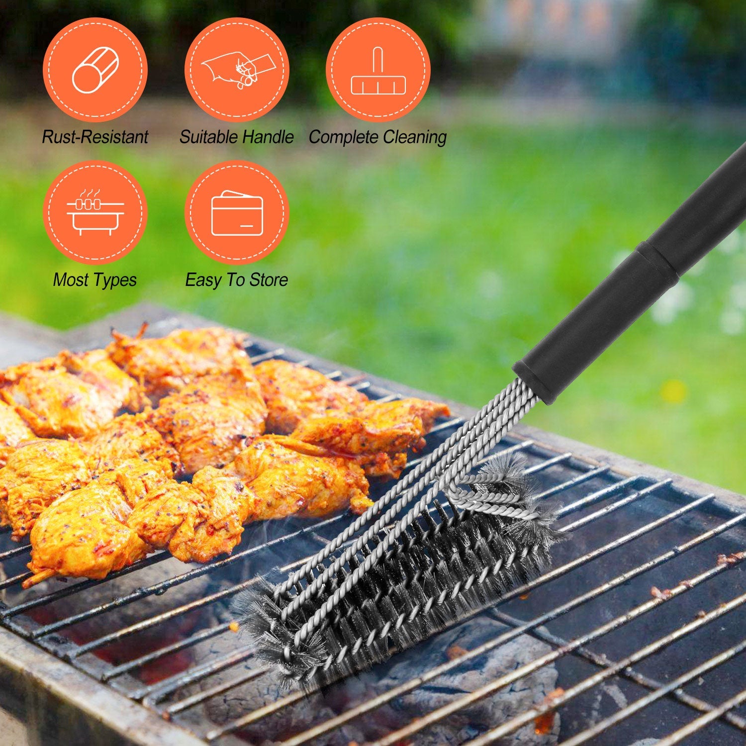Grill Cleaning Brush with Stainless Steel Handle