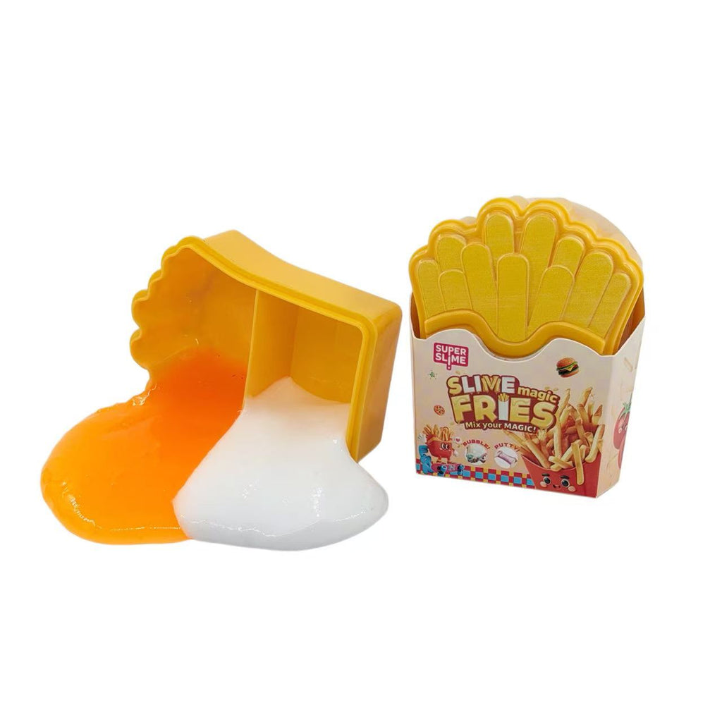 Simulation French Fries Box Crystal Slime Toy, Super Stretchable & Bubbleable, Kids DIY Sensory Stress Relief Fidget Toy