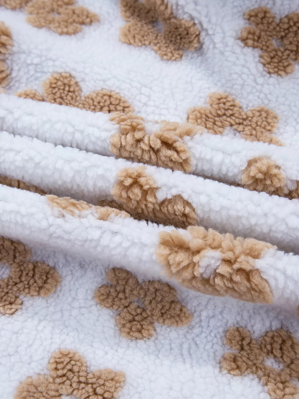 Flower Pattern Button Up Fleece Jacket