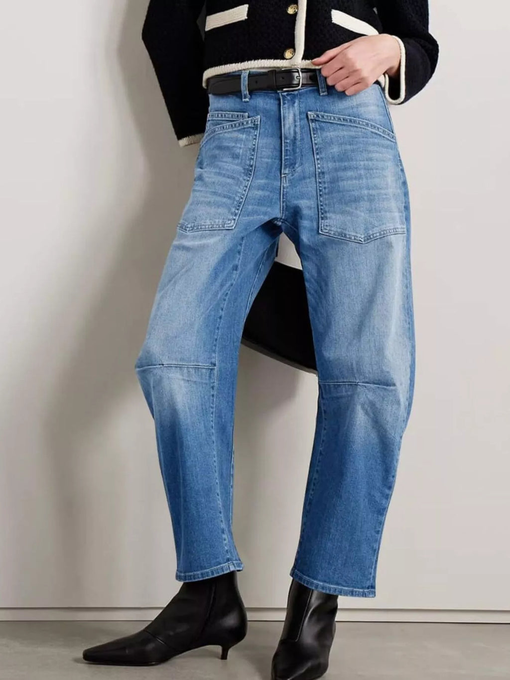 Wide-Leg Jeans with Patch Pockets