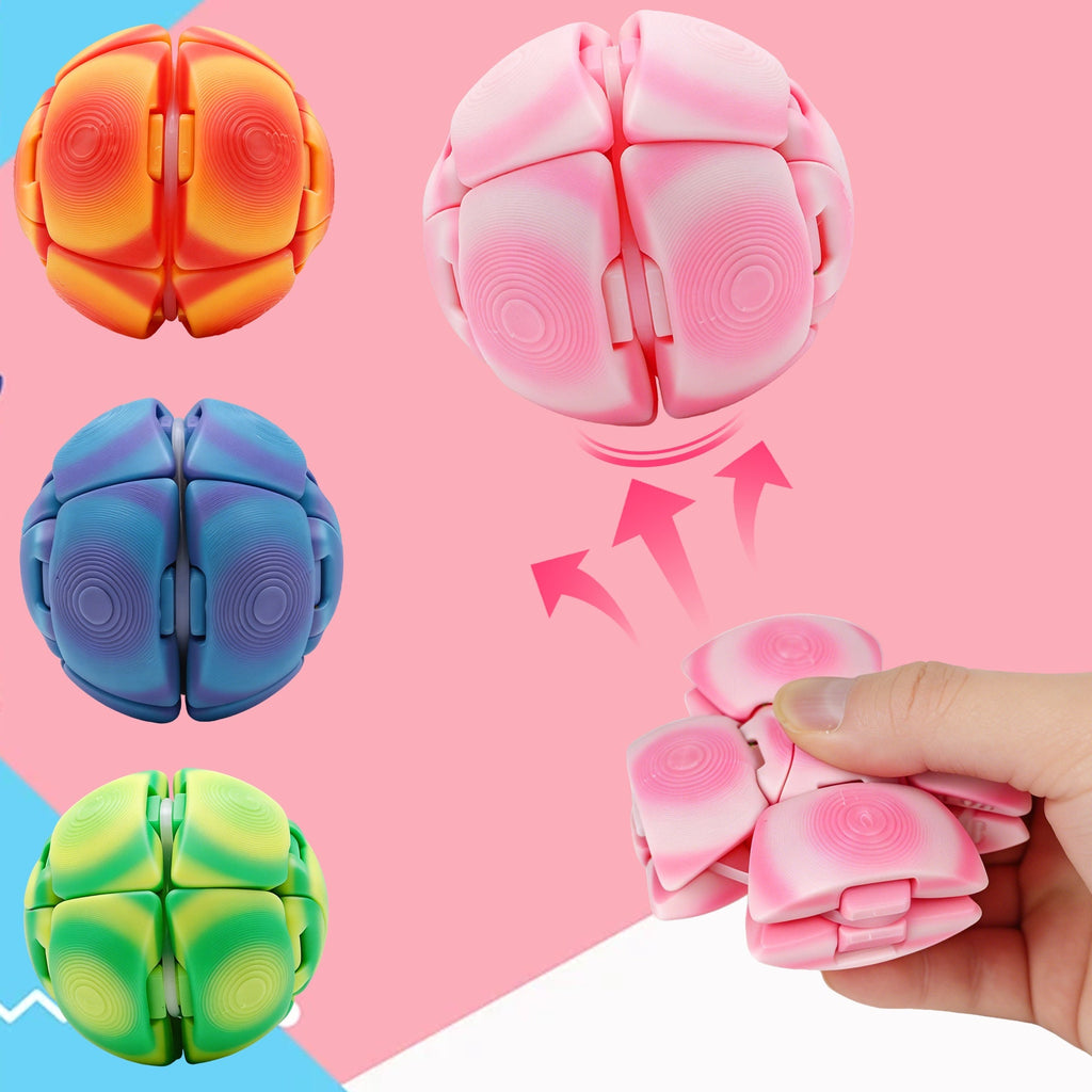 3D Printed Stress Relief Ball, Press And Rotate Transforming Fidget Ball, Sensory Desk Stress Relief Toy For Teens And Adults