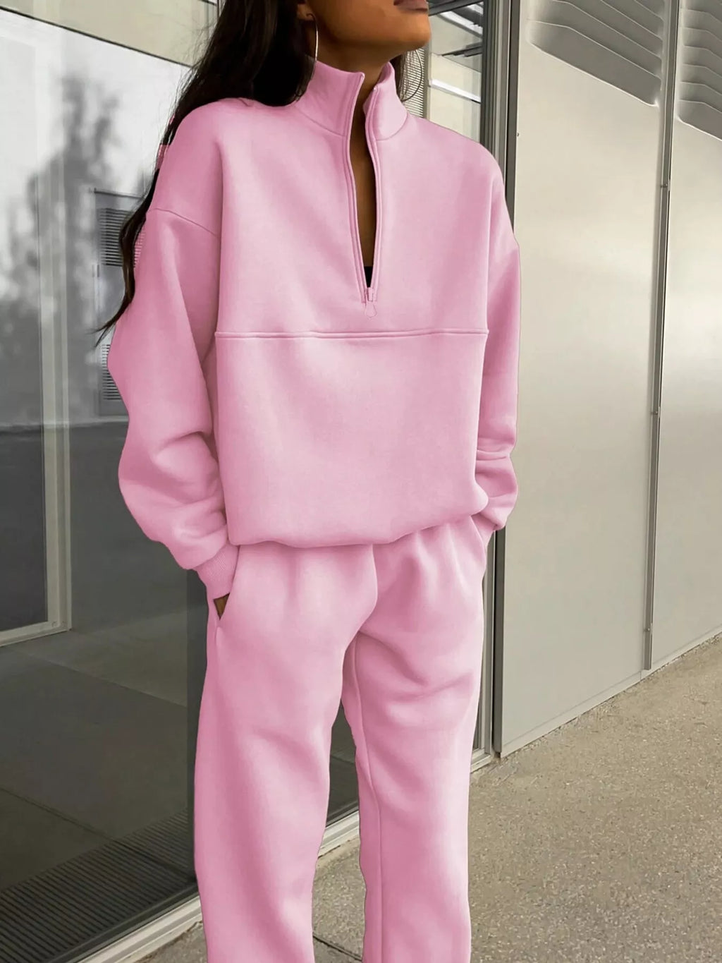 Half-Zip Sweatshirt and Joggers Set