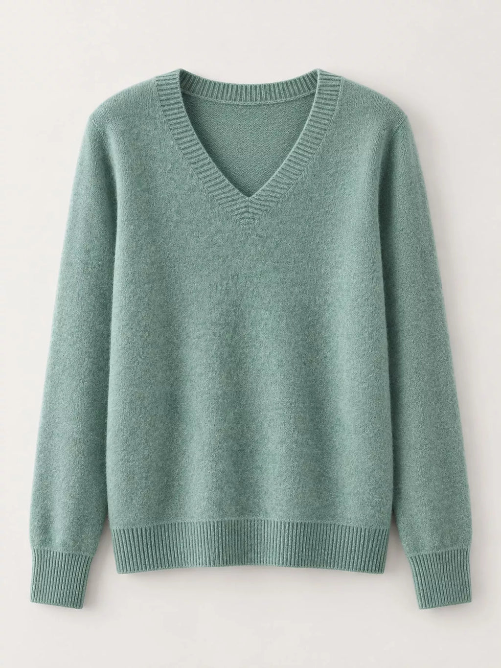 V-Neck Solid Color Sweater