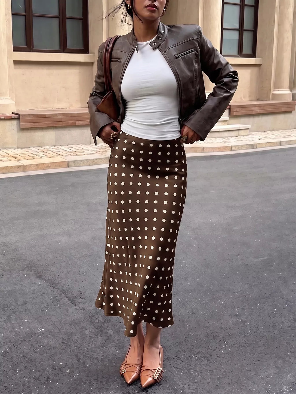 Polka Dot Midi Skirt