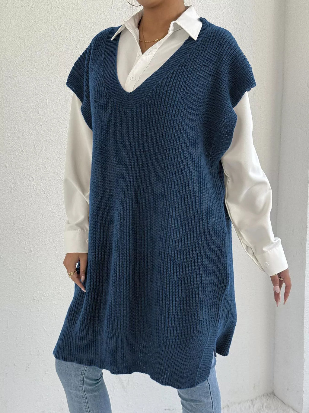 Oversized V-Neck Sweater Vest
