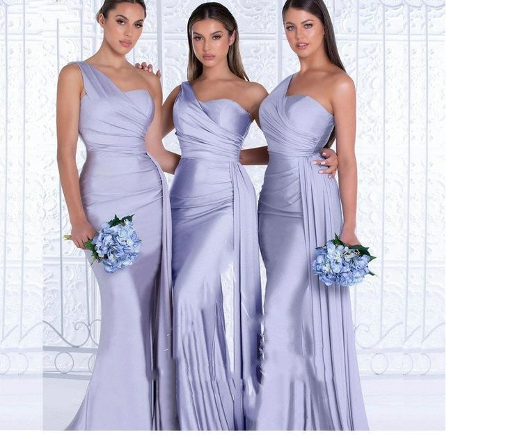 Mermaid One Shoulder Elegant Bridesmaids Dress also in plus