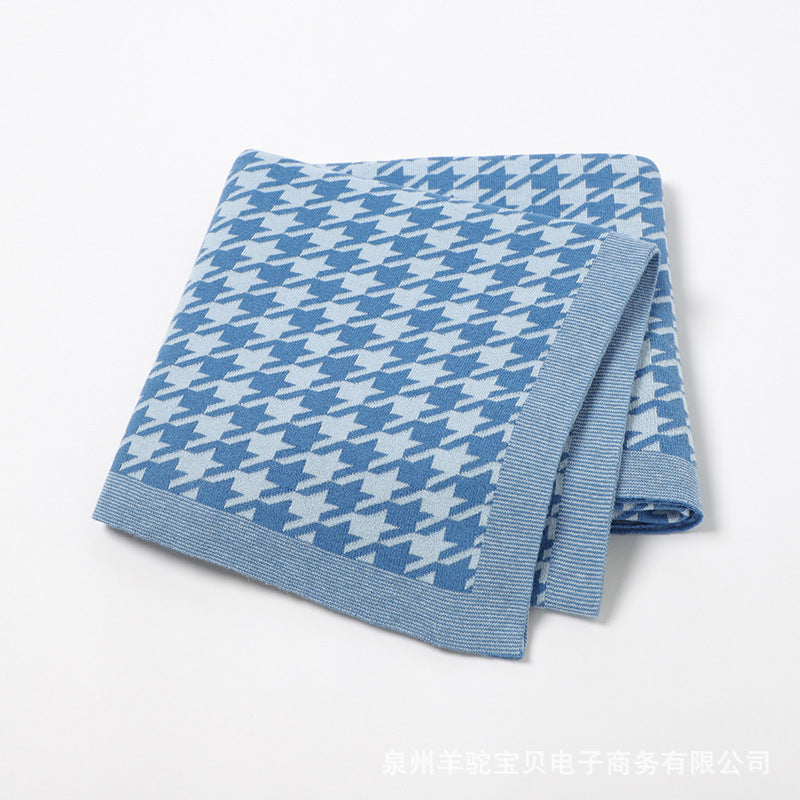 Houndstooth Jacquard Baby Swaddle Knitted Blanket