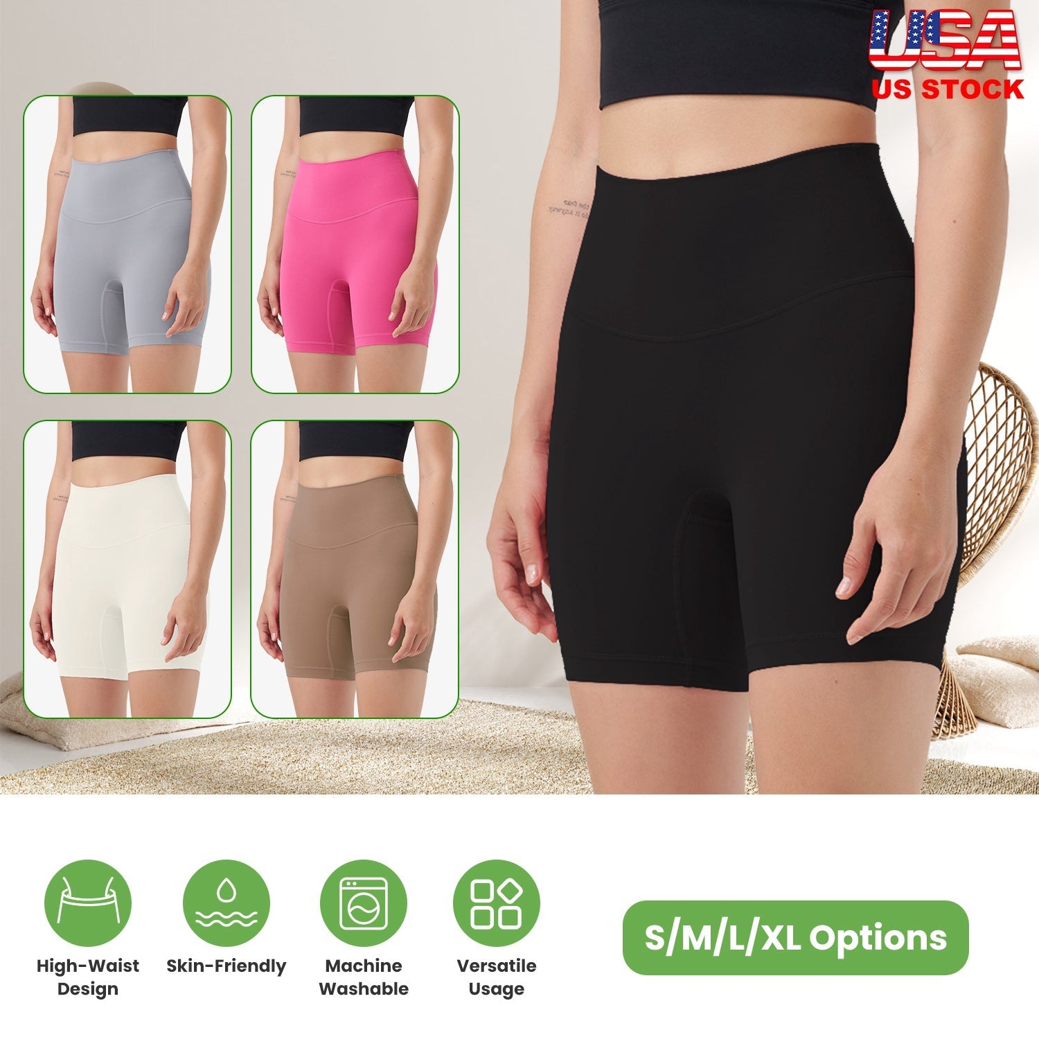 High-Waist Biker Shorts with Tummy Control for Workouts
