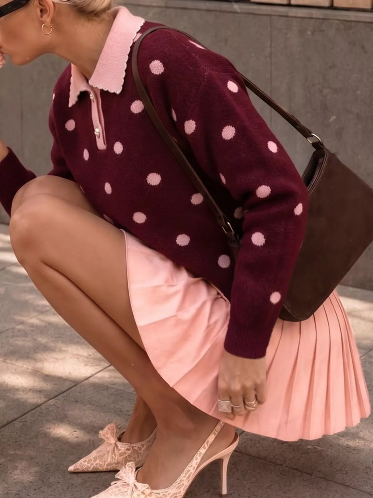 Polka Dot Collared Sweater