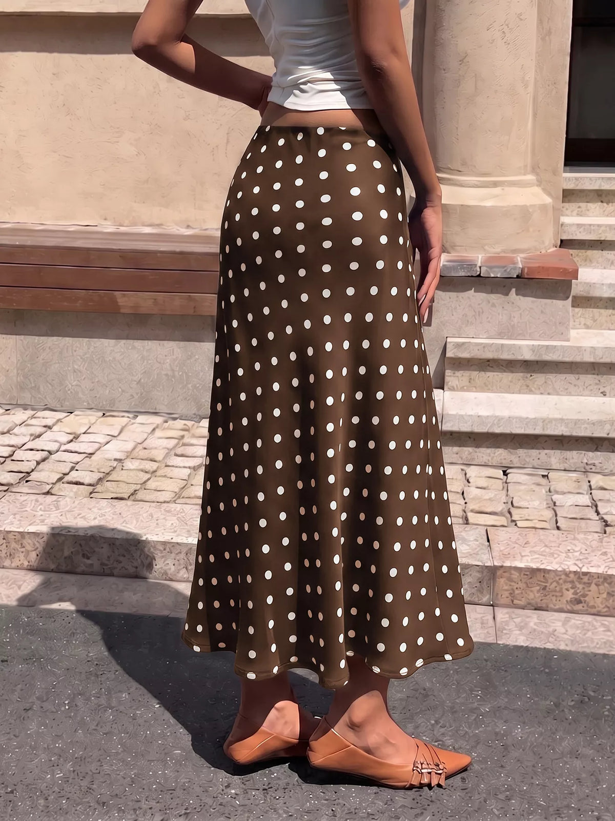 Polka Dot Midi Skirt