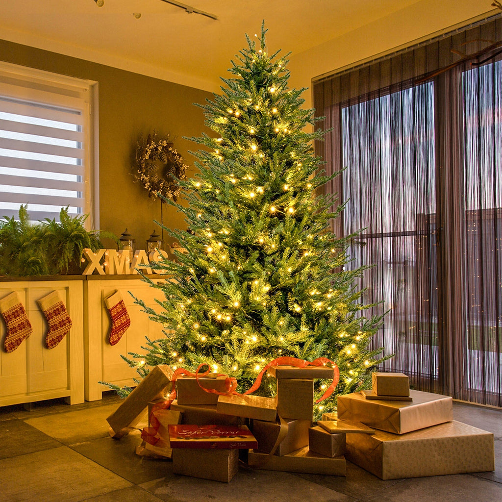 Pre-lit Christmas Tree with 280 Warm White LED Lights and 8 Lighting Modes