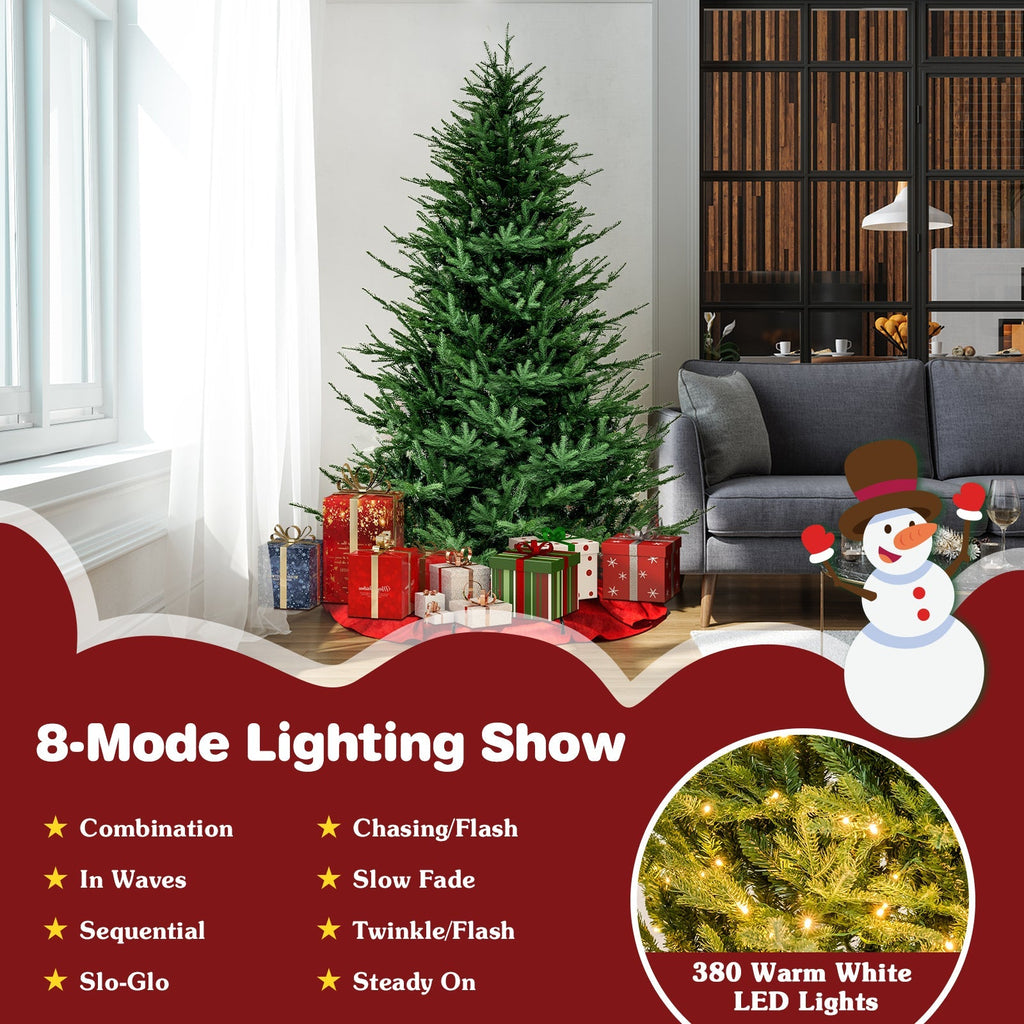 Pre-lit Christmas Tree with 280 Warm White LED Lights and 8 Lighting Modes