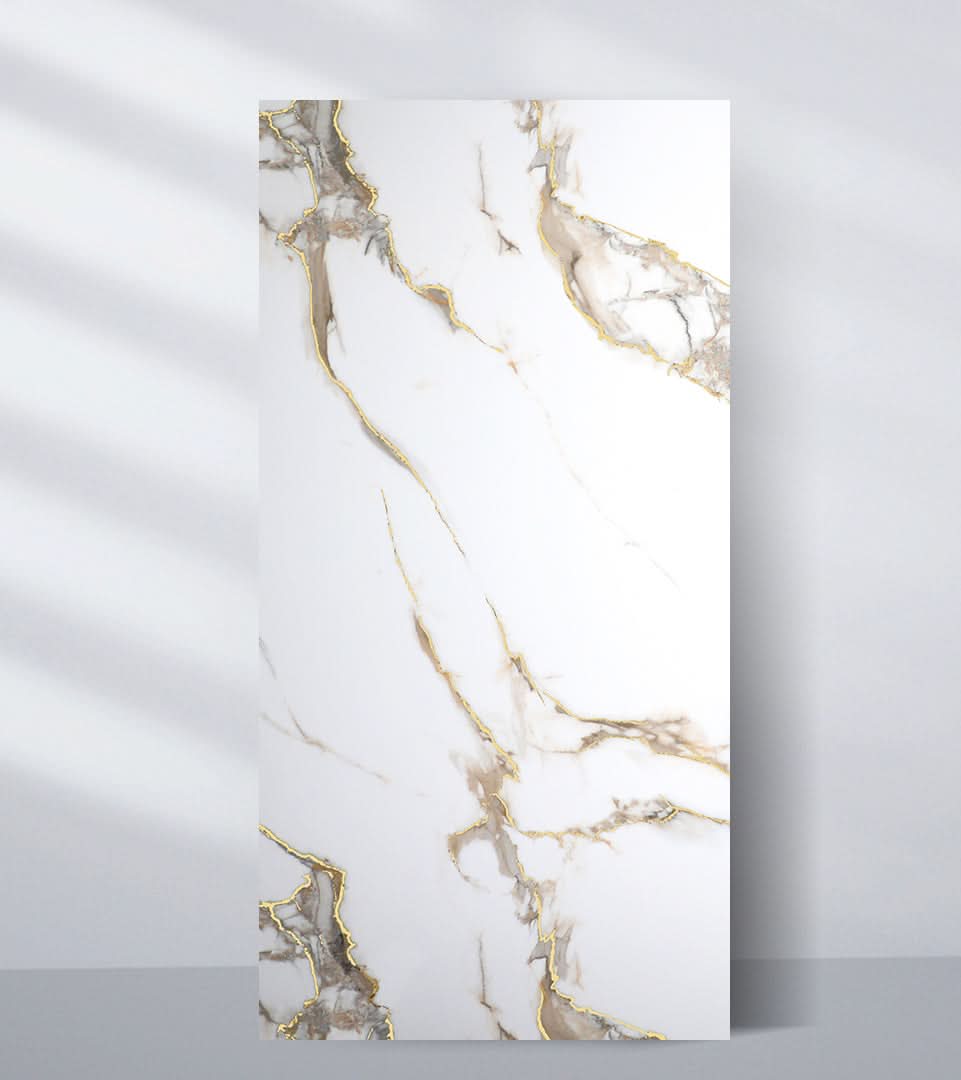 Calacatta Oro Gold Marble PVC Wall Panel - Waterproof (4x8 ft, 32 sq. ft)