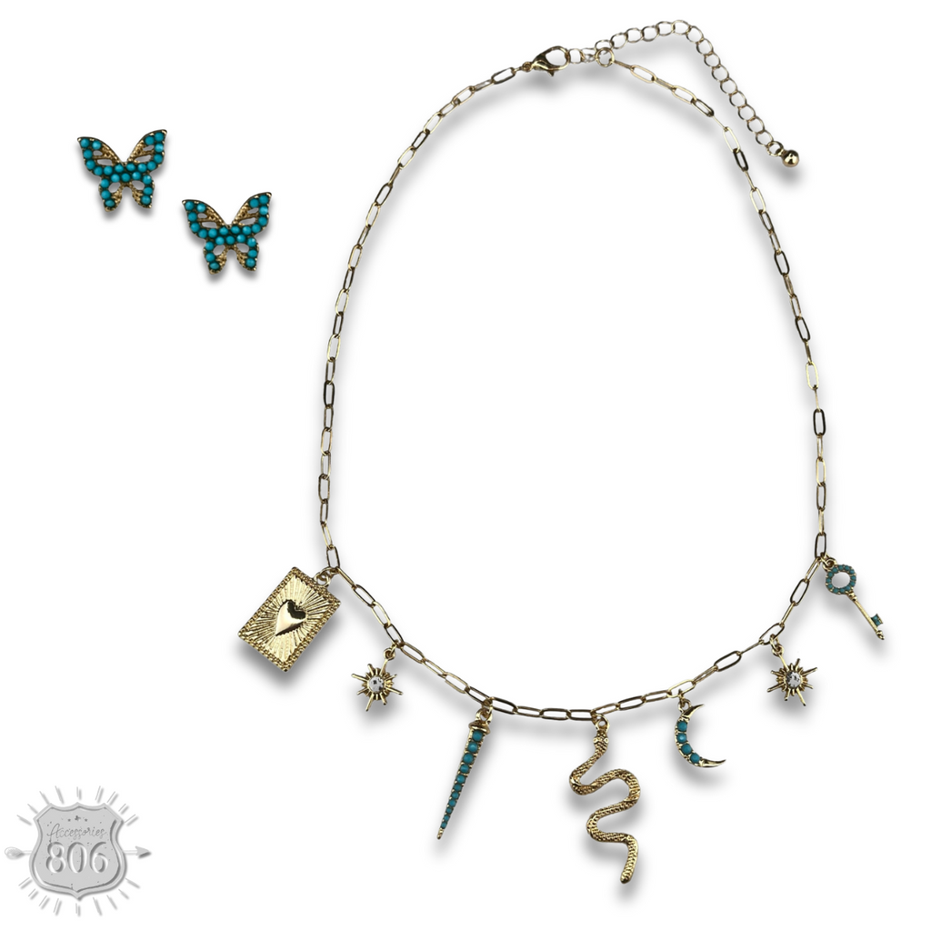 Western charm necklace set