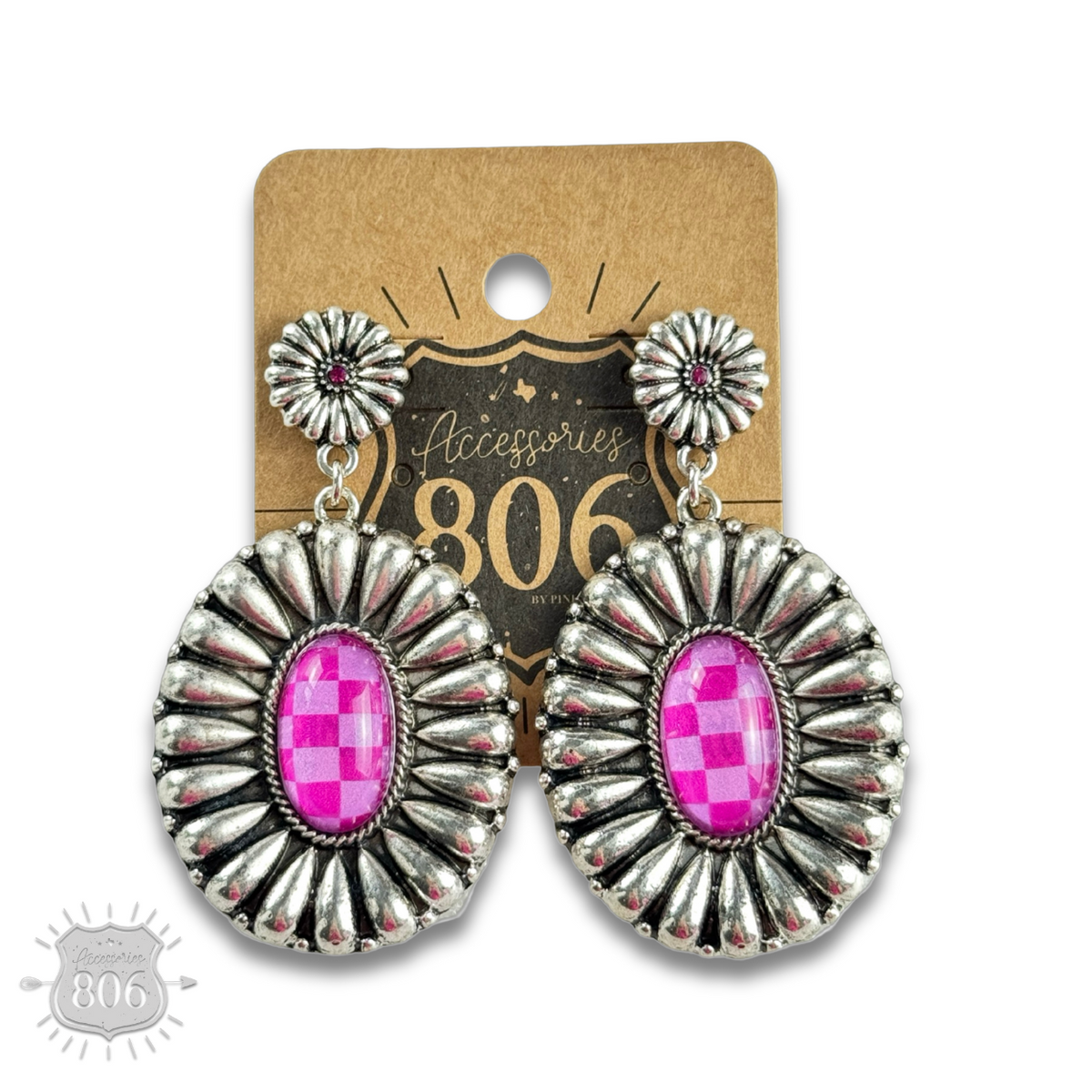 Western sunburst oval earring with inlay