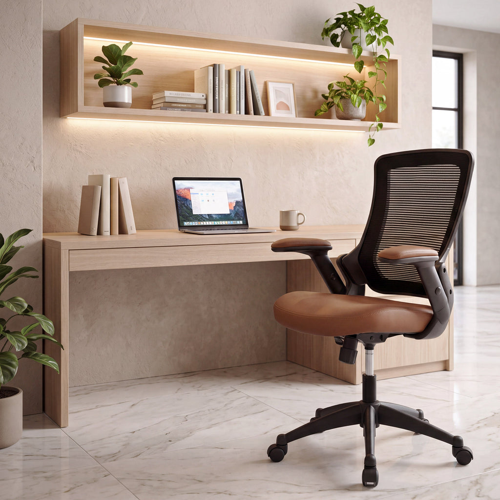 Techni Mobili Mid-Back Mesh Task Office Chair with Height Adjustable Arms