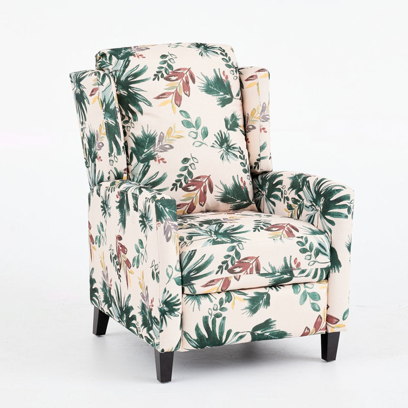 Floral Print Recliner Chair with Padded Arms - Multicolor