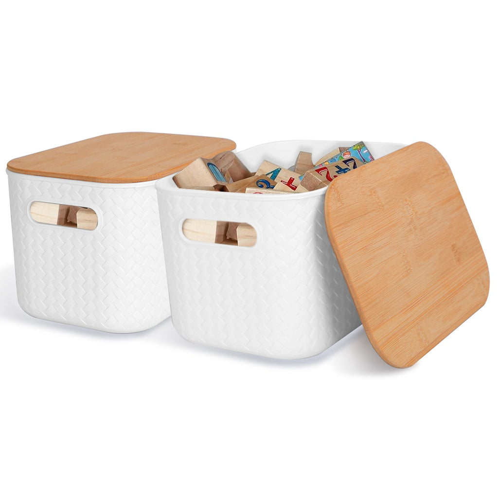 Stackable Storage Bins with Bamboo Lids - 2 Pack