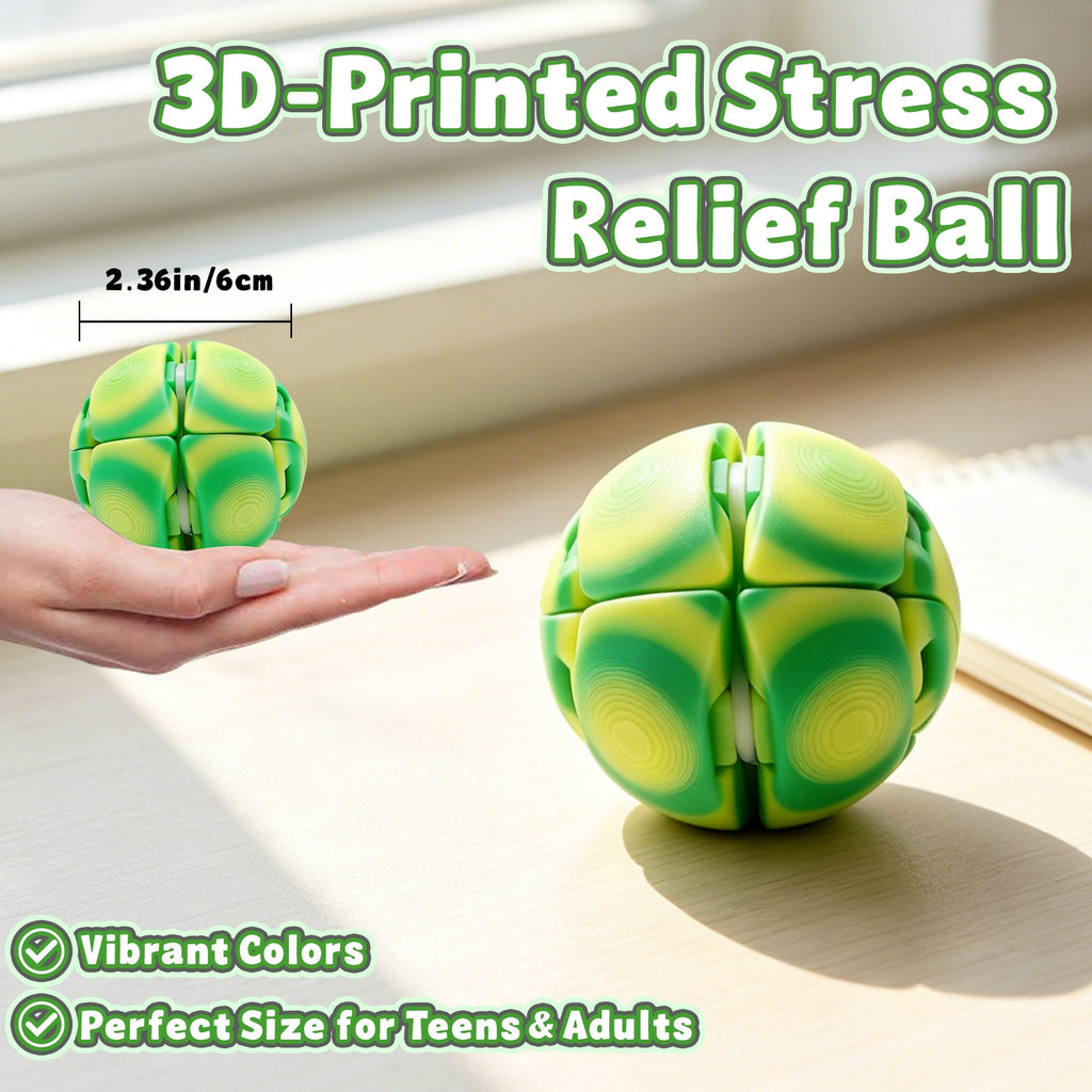 3D Printed Stress Relief Ball, Press And Rotate Transforming Fidget Ball, Sensory Desk Stress Relief Toy For Teens And Adults
