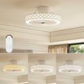 19 Inch Ceiling Fan with Light Low Profile Flush Mount Fan-White