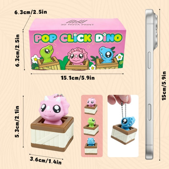 3PCS 3D Printed Dino Clicker With Crate Base Set