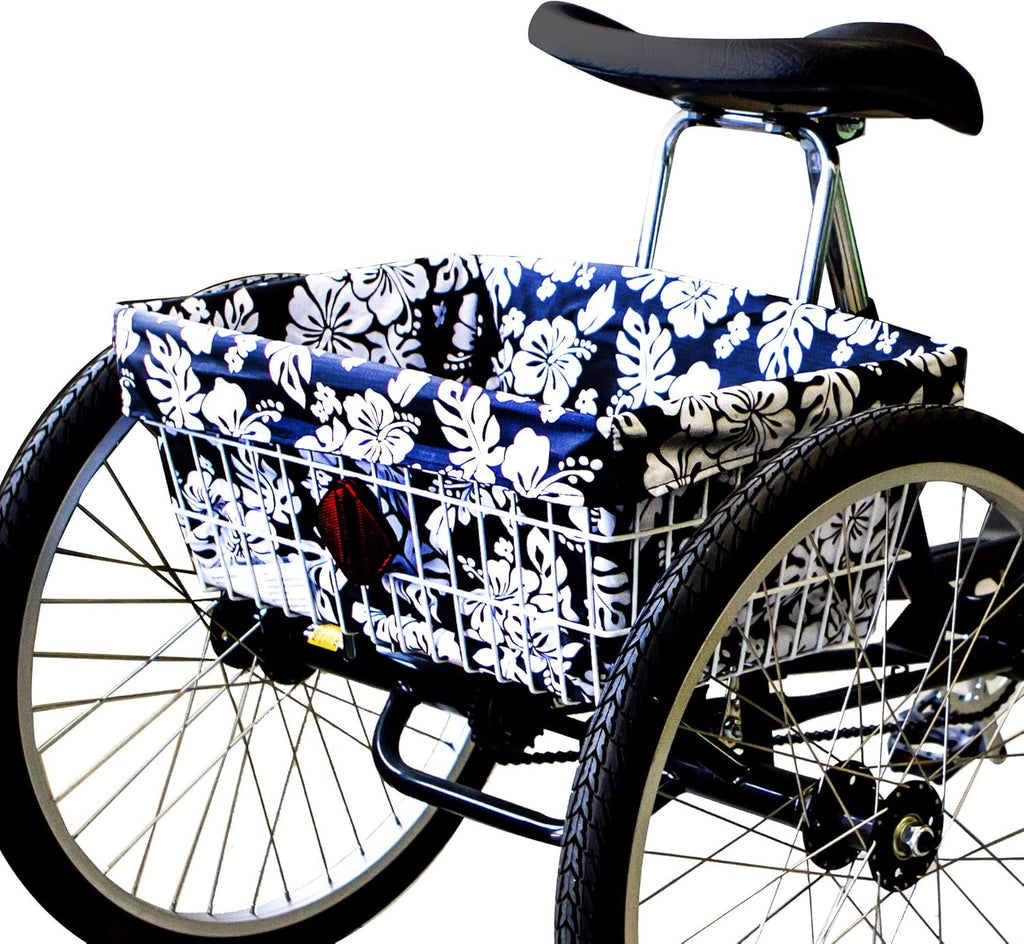 CRUISER CANDY Trike Basket Liner (Extra Large) Black Hibiscus