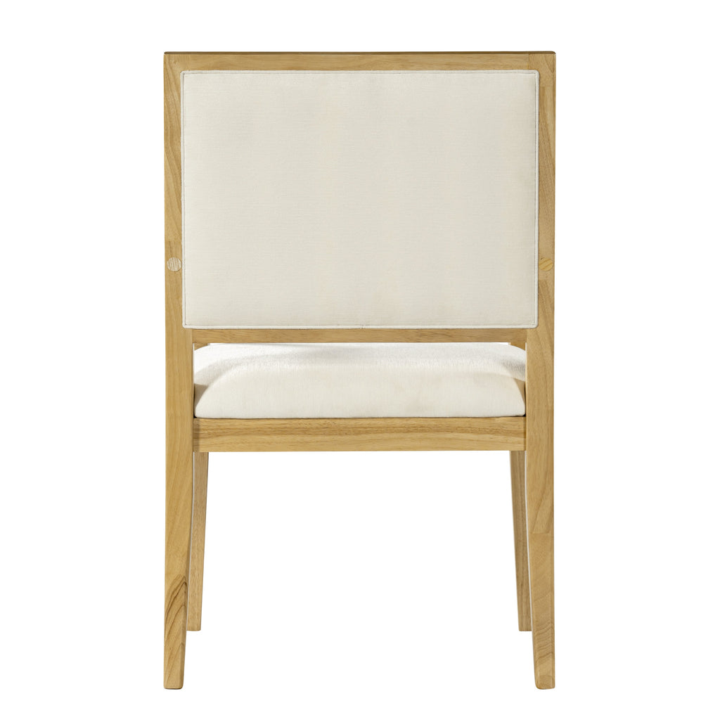 Upholstered Arm Dining Chairs with Rubber Wood Frame - Beige