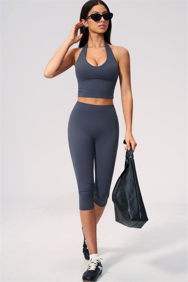 The Twirl Wide Strap Halter Crop Top