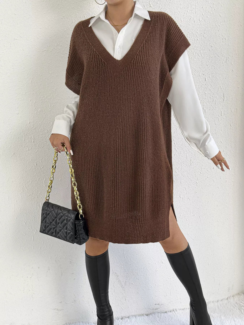 Oversized V-Neck Sweater Vest