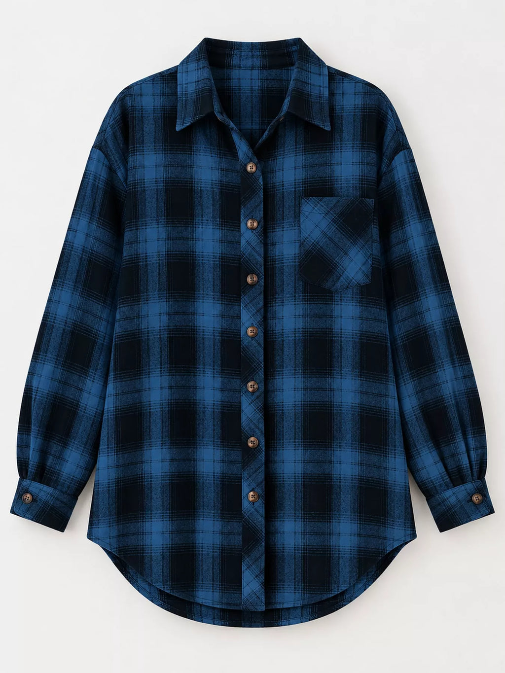 Plaid Button-Down Oversized Shirt