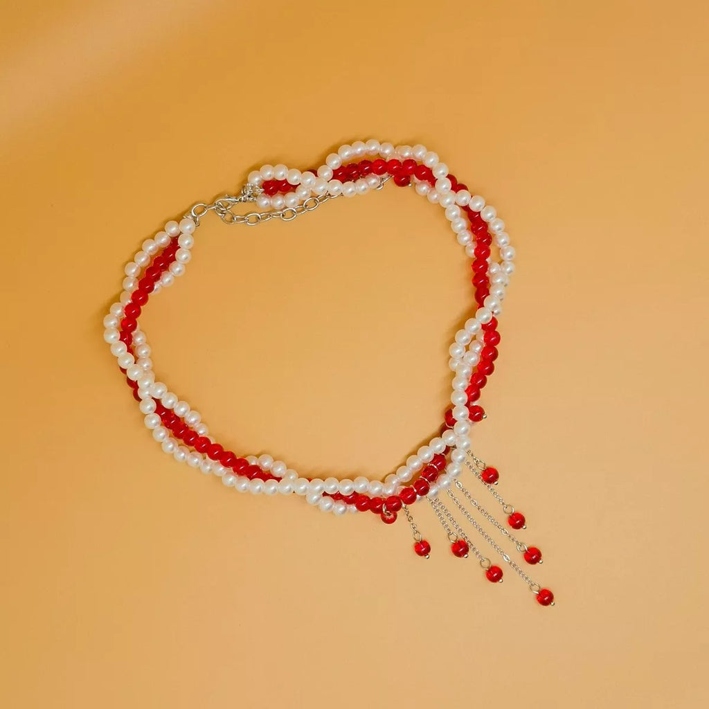 Twisted Bead Tassel Necklace