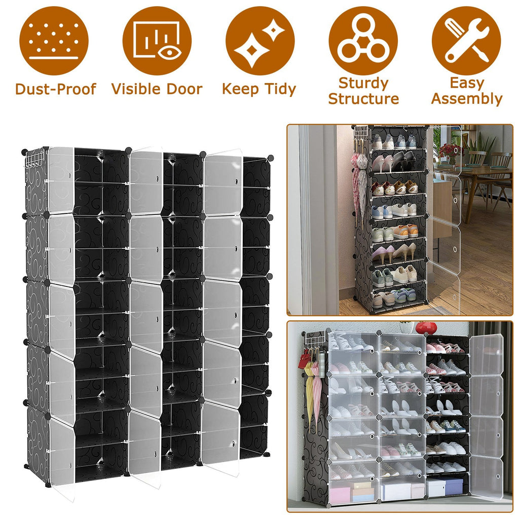 Shoe Rack Organizer: 10-Tier 3-Row Stackable Cabinet