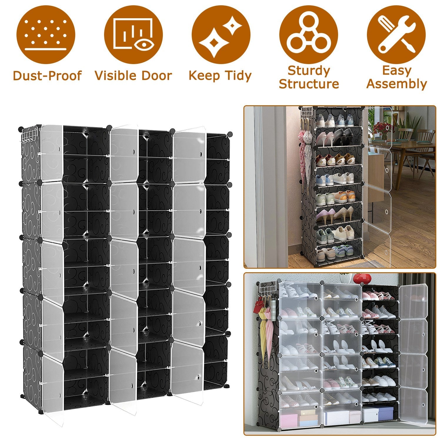 Shoe Rack Organizer: 10-Tier 3-Row Stackable Cabinet