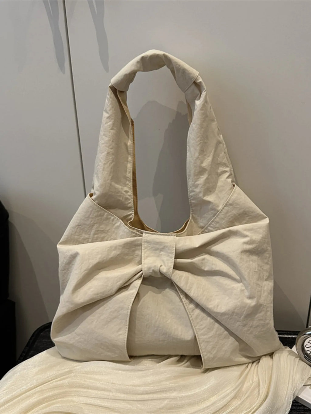 Ruched Bow Shoulder Bag