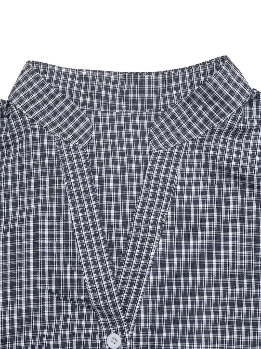Gingham Button Up Shirt with Tie-Sleeve Detail