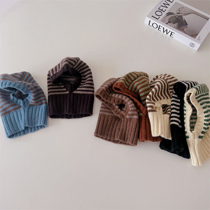 Childrens Contrast-Color Striped Knitted Hat