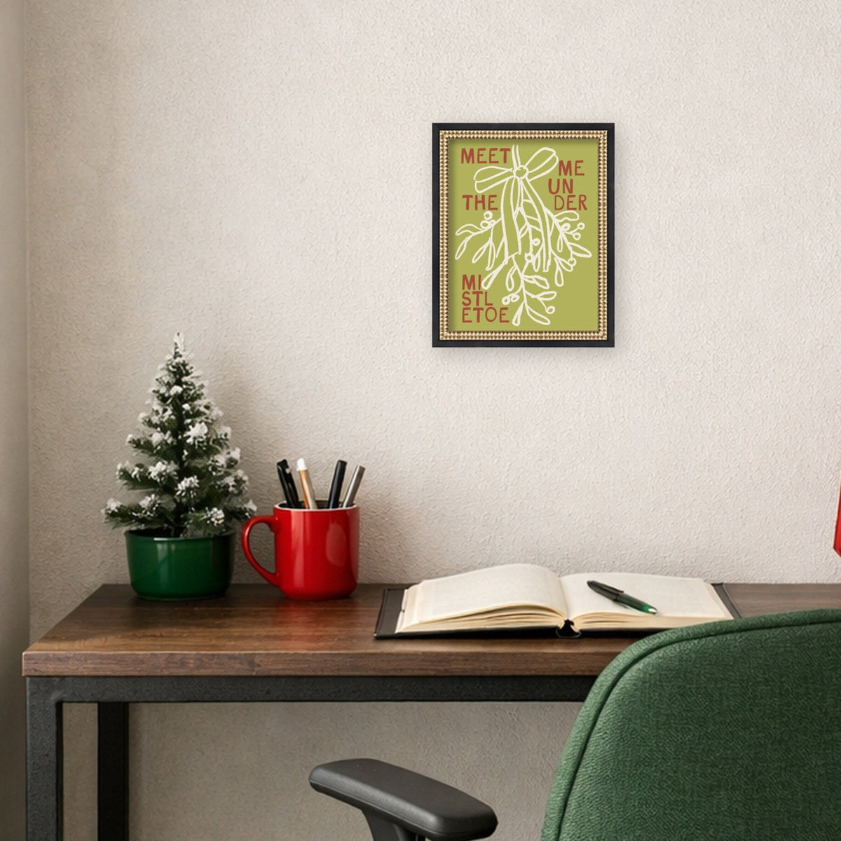 Mistletoe by Kikiandnim Framed Mounted Canvas Wall Art Print