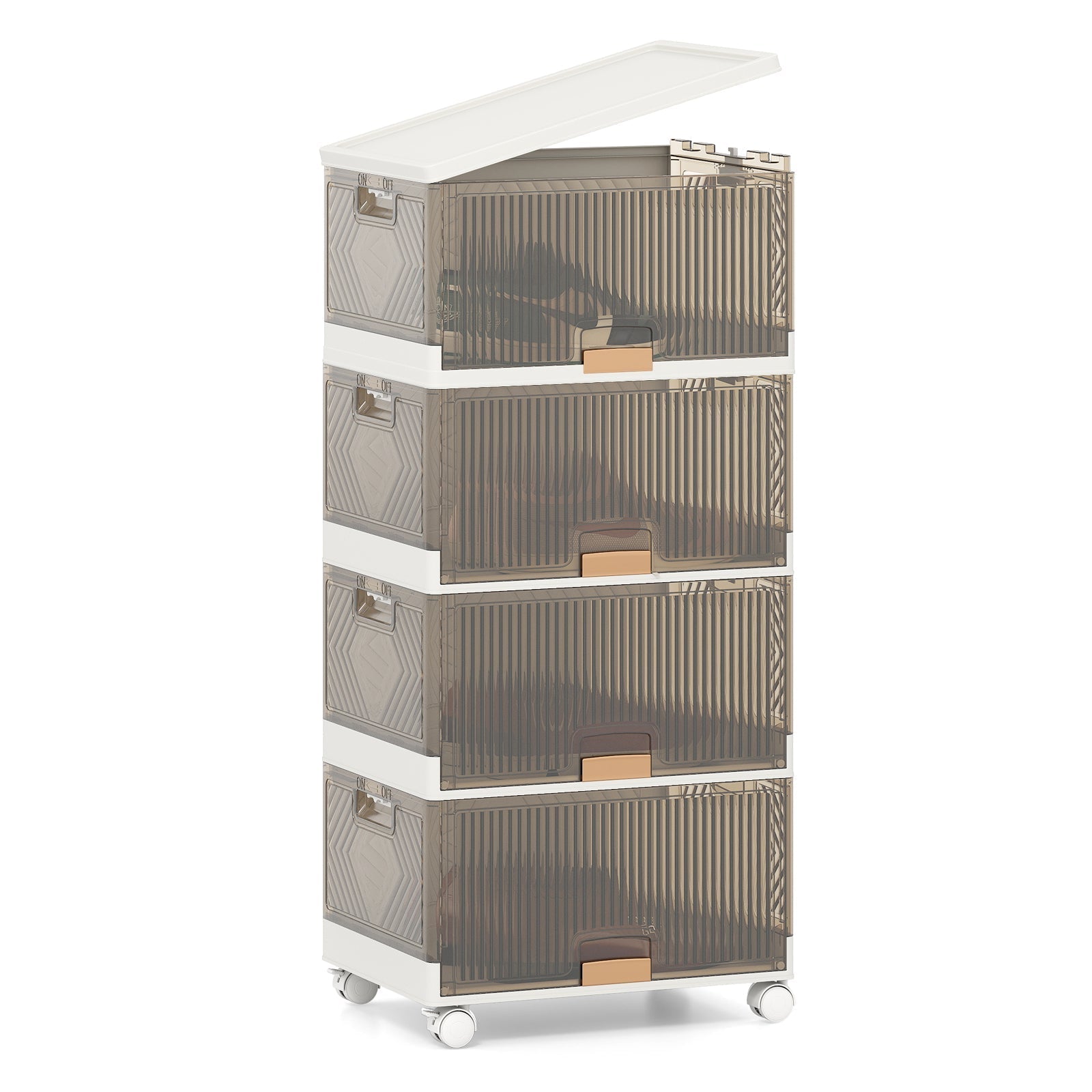 3/4/5/6-Cube Stackable Storage Bins with Detachable Wheels