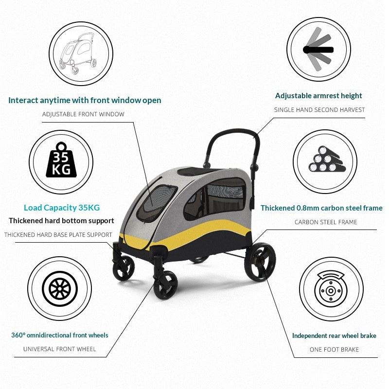 Medium-to-large Lightweight Foldable Pet Stroller Cat Stroller