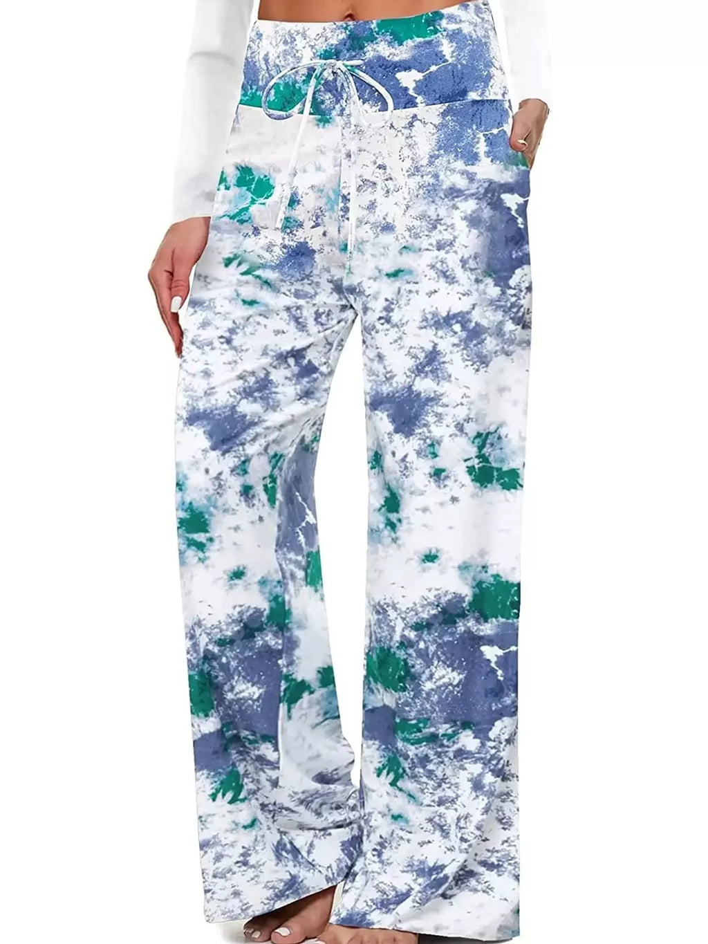 High-Waisted Wide-Leg Lounge Bottoms with Pockets