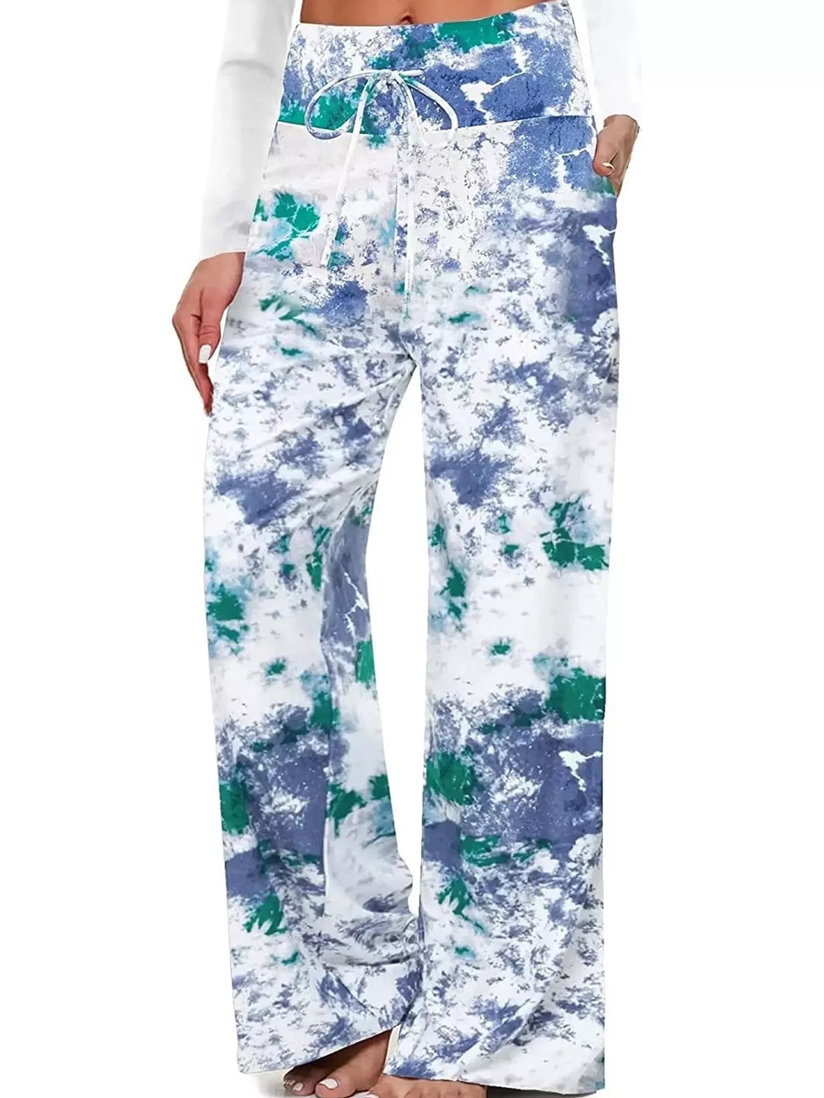 High-Waisted Wide-Leg Lounge Bottoms with Pockets