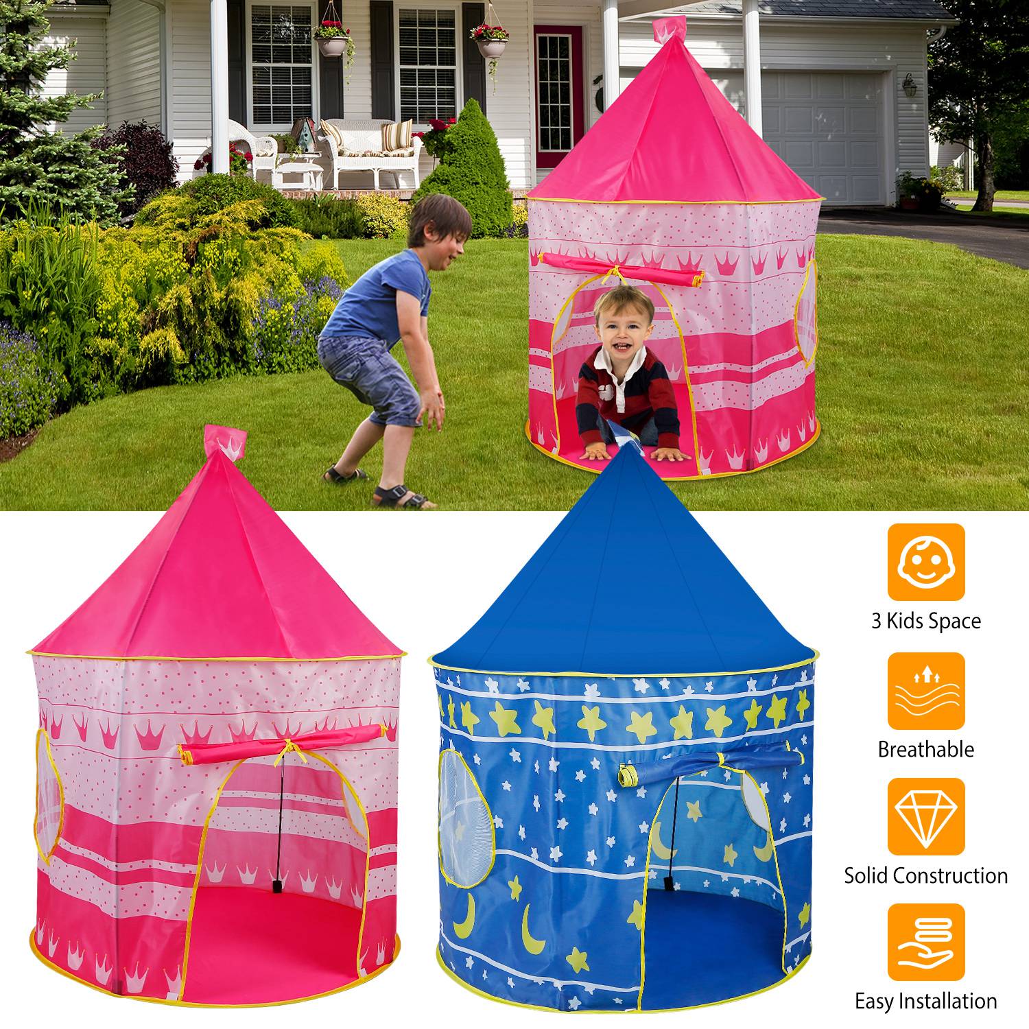 Kids Play Tent Foldable Pop Up Portable Playhouse