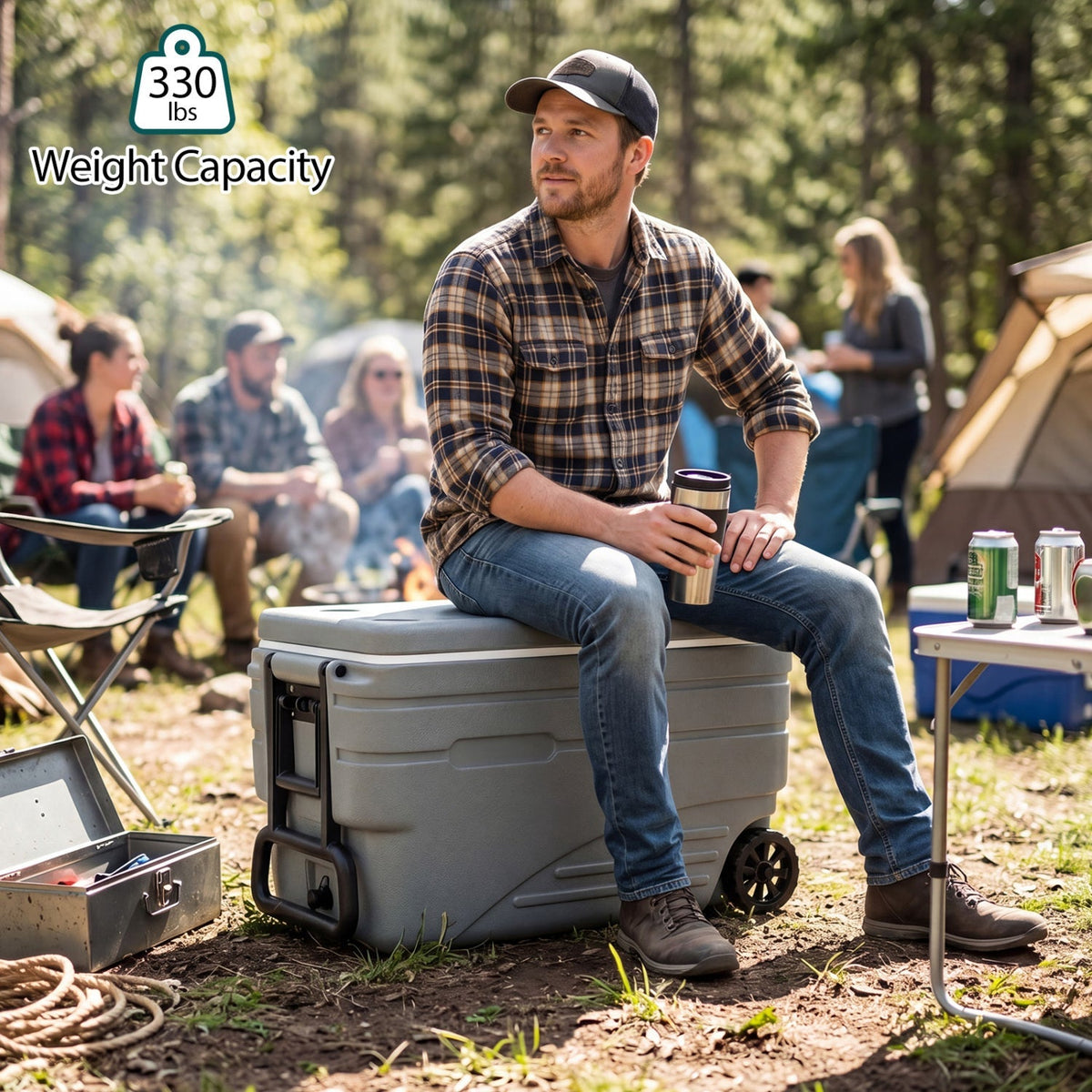 84 Quart Wheeled Cooler with Pull Handle