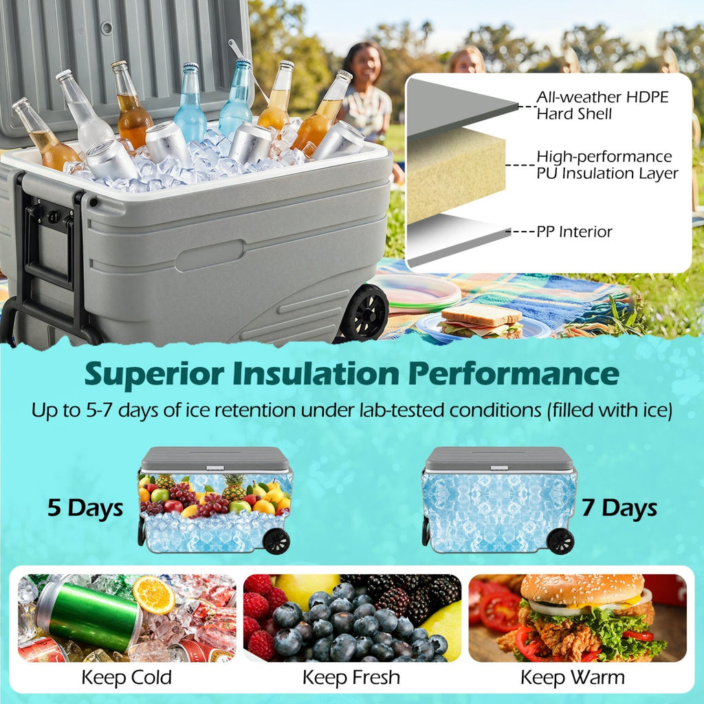 84 Quart Wheeled Cooler with Pull Handle