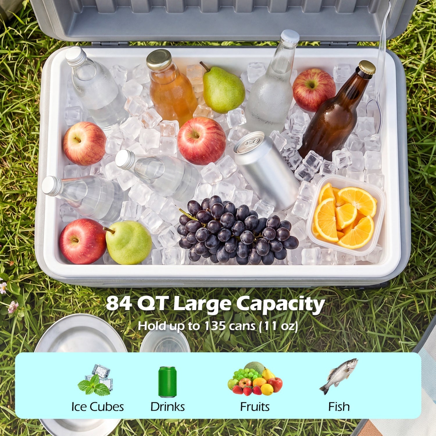 84 Quart Wheeled Cooler with Pull Handle