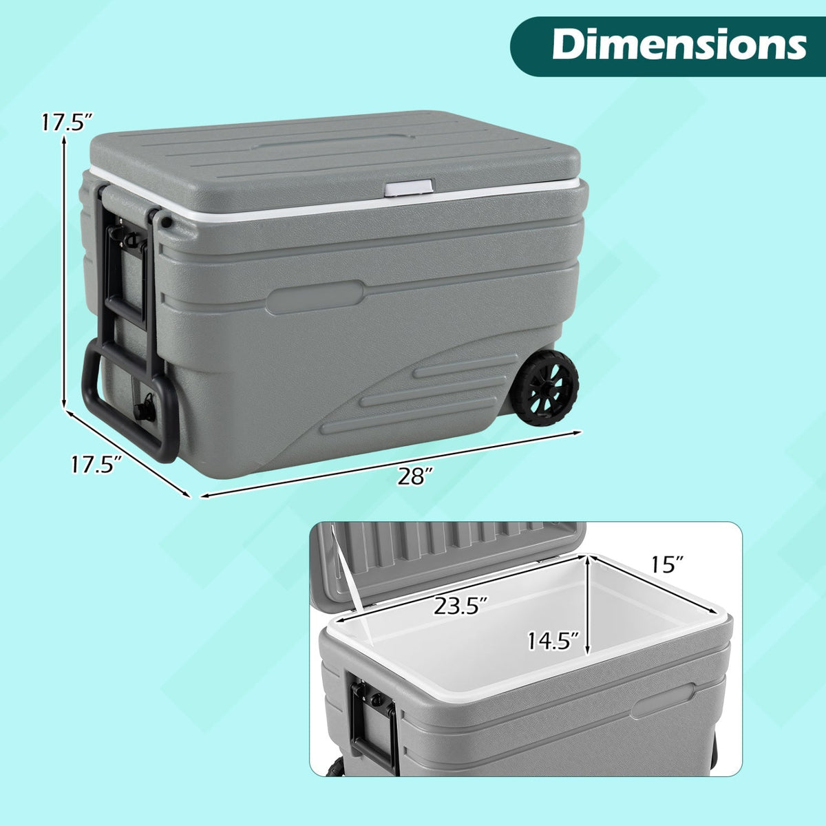 84 Quart Wheeled Cooler with Pull Handle