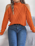 Cold-Shoulder Cable Knit Sweater